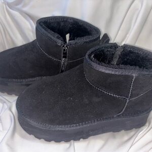 Women’s Black Suede Winter Boot with Cozy Fleece Lining